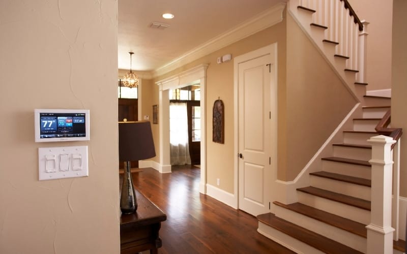 trane smart thermostat in hallway